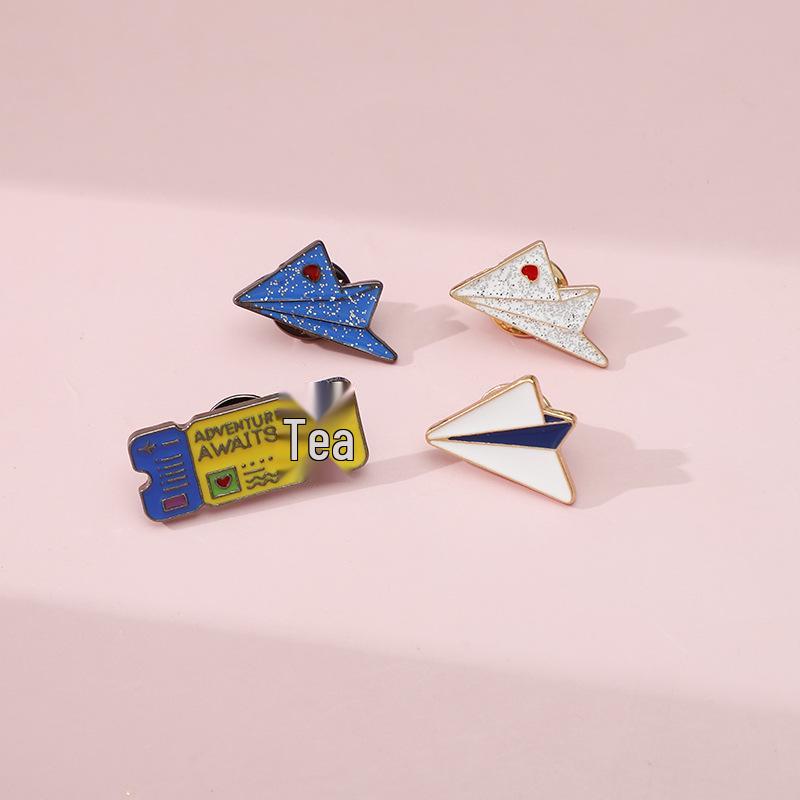 Cute Airplane and Ship Brooch - Cartoon Badge, Versatile Trendy Accessory for Students, Express Your Creative Personality