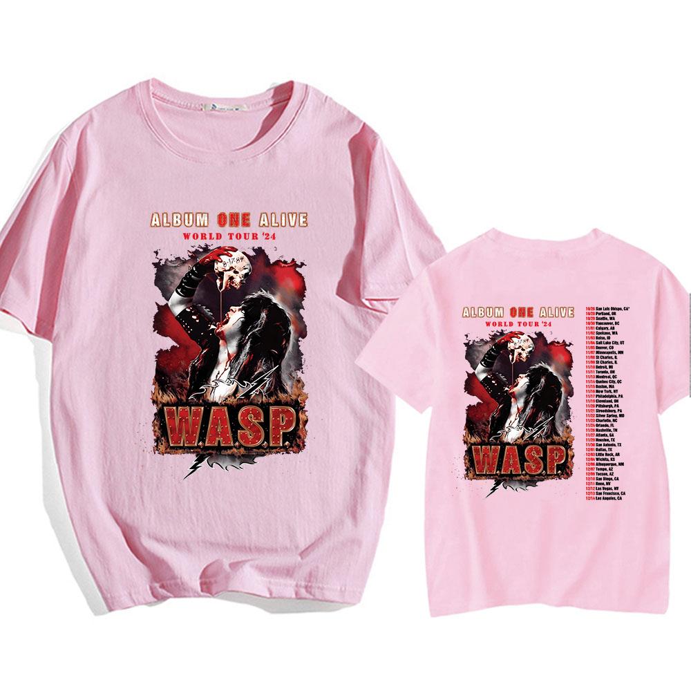 Альбом One Alive World Tour '24 Футболки WASP Nation Хип-хоп мода Мужская футболка Футболки Короткий рукав Круглый вырез Унисекс Уличная одежда