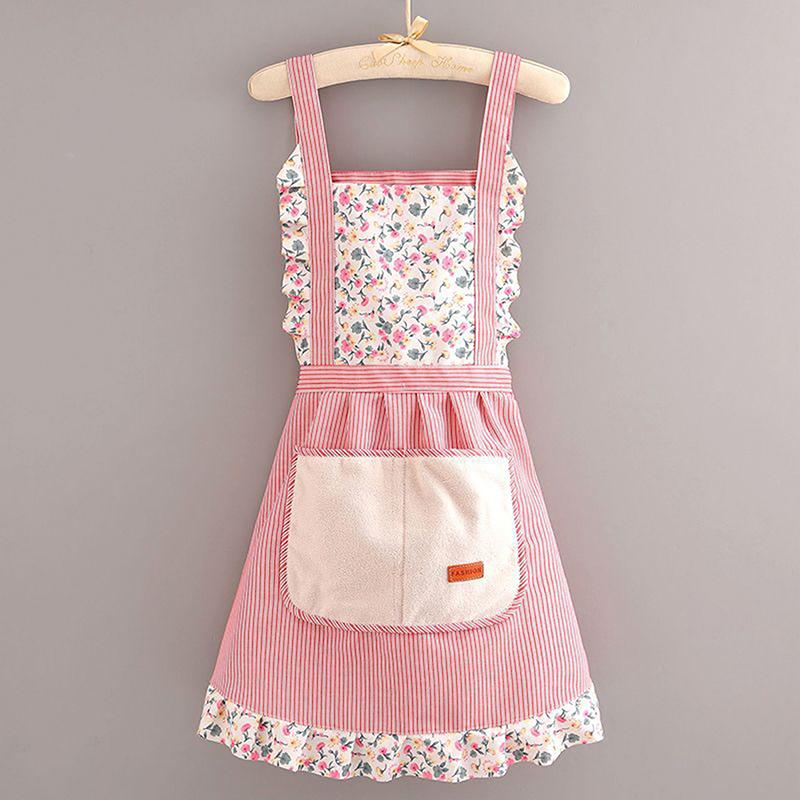 Холщовый фартук с цветочным принтом, моющийся, прочный, устойчивый к пятнам и износостойкий для кухни, фартуки для дома и работы, красивый фартук для кухни