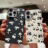 Чехол с матовой кожей и рисунком милых панд для iPhone 16 Pro Max 15 Pro 14 Plus 13 12 11 XS XR 8 7 TPU мягкий тонкий противоударный защитный чехол для телефона