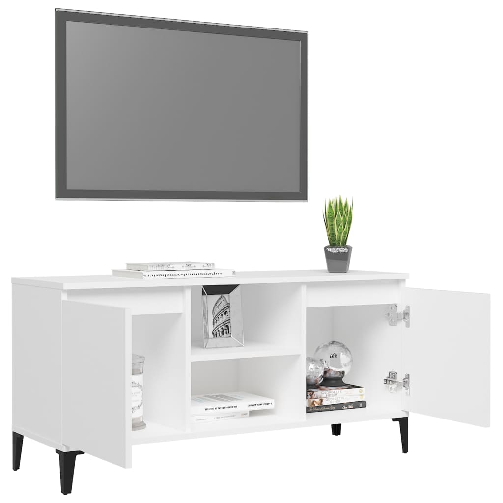 Vidaxl Szafka Tv, Metalowe Nóżki, Biała, 103,5X35X50 Cm