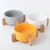 Ceramic Dog Bowl Anti-slip Pet Bowl For Dogs 12.8-20cm Diameter Cat Dog Feeder With Wood Stand Cat Dog Food Bowl Dog Supplies