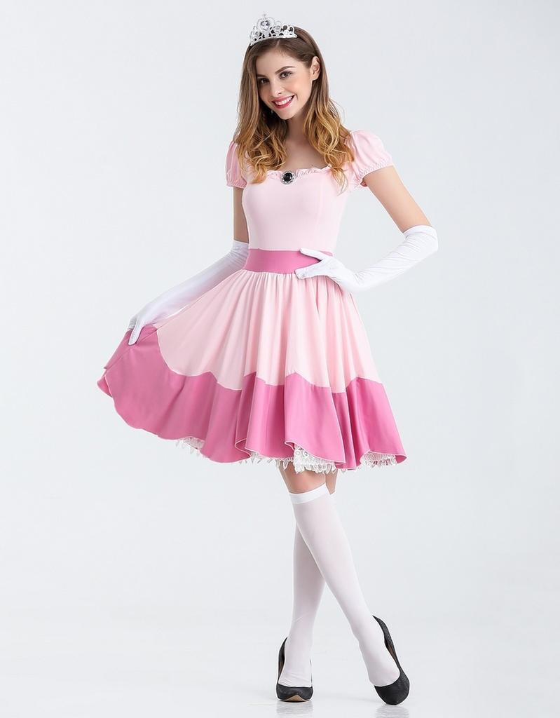 Mario super marie fairy tale princess cosplay pink princess uniform seduction cosplay