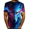 Harajuku Galaxy Animal Wolf Fire Forest Totem Printing Women Men Short Sleeve T-Shirt Boy Girl Cool Tshirt Female Casual Clothes