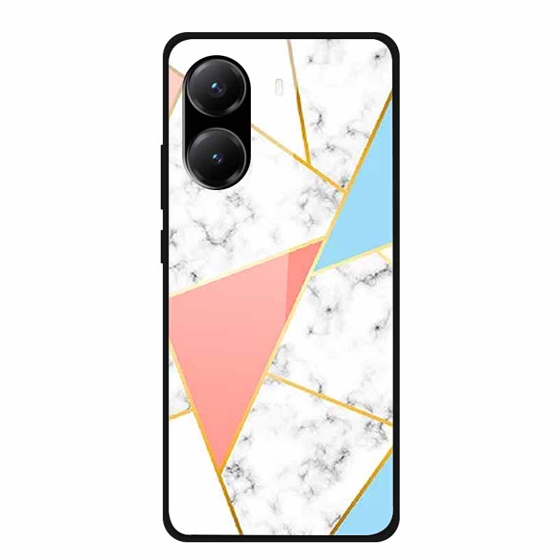 Закаленное Стекло Чехол для Poco X7 Pro Задняя Крышка ПК Жесткие Ударопрочные Чехлы для Xiaomi PocoX7 Pro Funda Мраморная Текстура Модный Coque