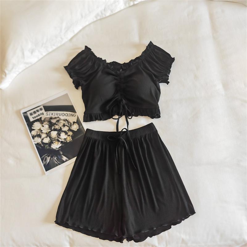 Женский летний комплект пижамы из модала с пышными рукавами и встроенными чашечками - Сексуальная домашняя одежда Pure Desire