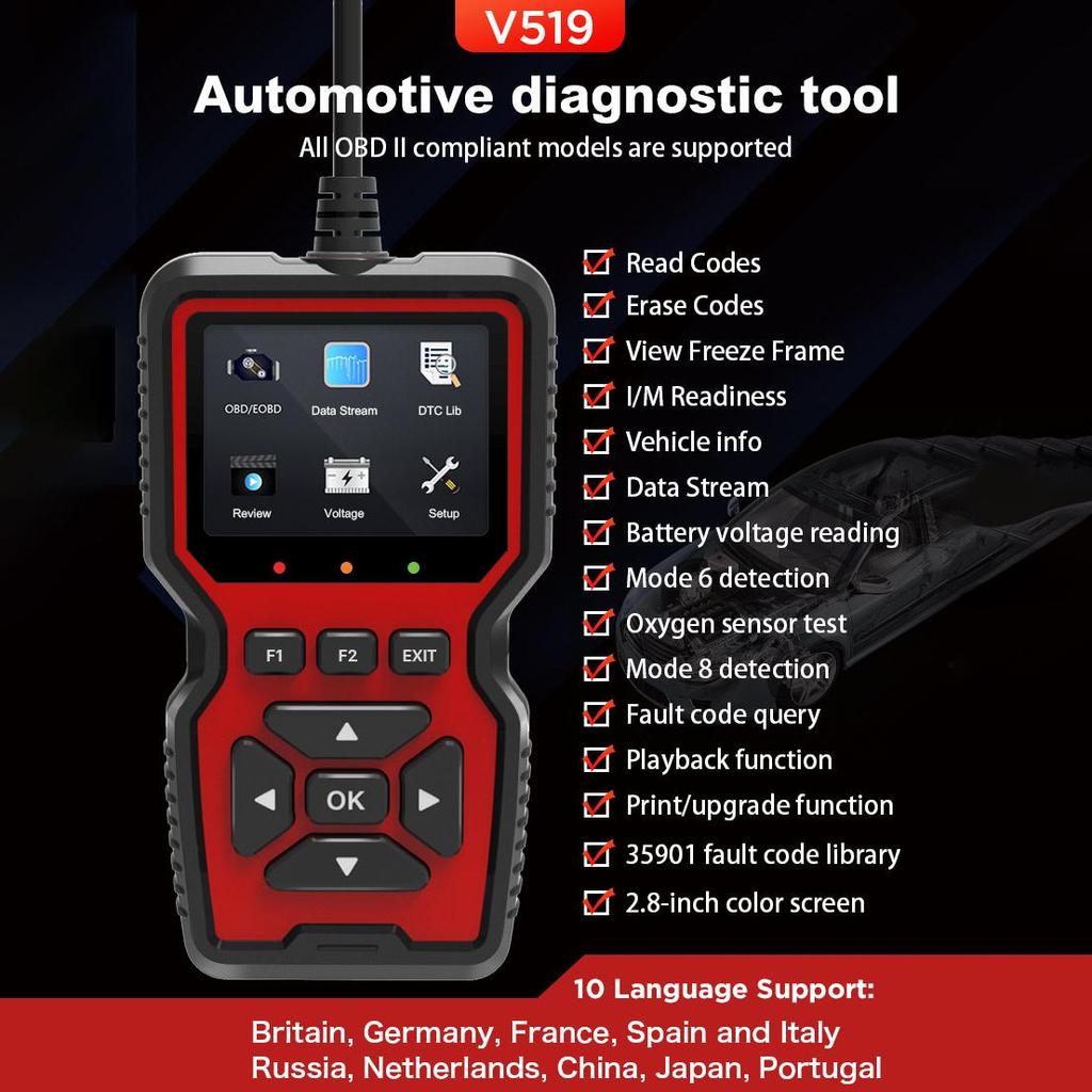 Сканер OBD2 Live Data Профессиональный механик OBDII Диагностический считыватель кодов и инструменты сканирования Инструмент для диагностики двигателя автомобиля для всех автомобилей с протоколом OBDII