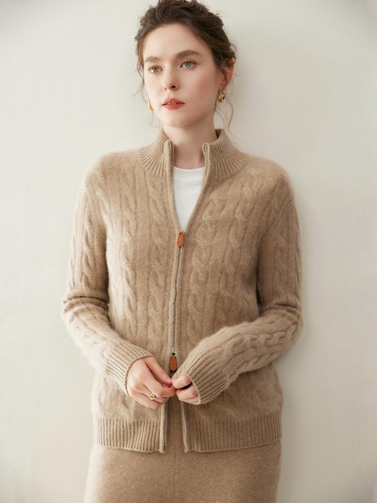 Women's Thick Cashmere Stand Collar Cardigan Sweater