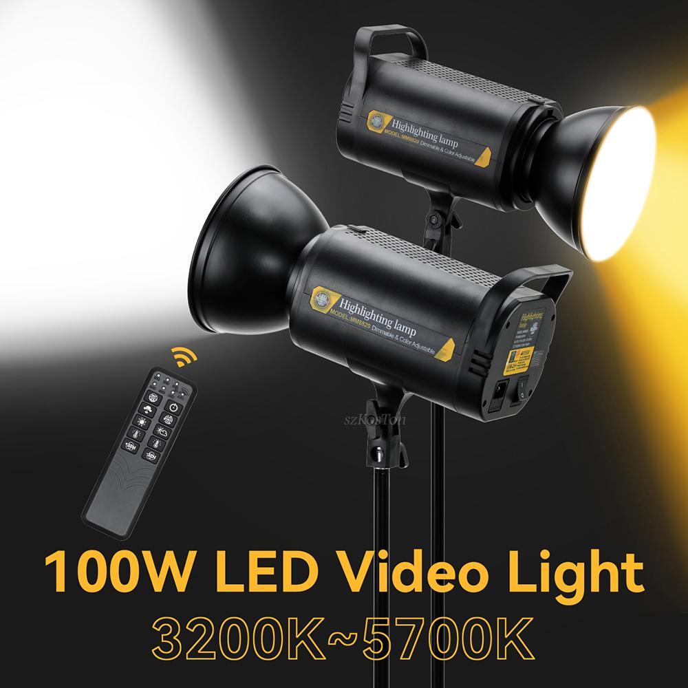 Светодиодная видеолампа 2.4G Control 100W Bi-Color COB Photography Постоянное выходное освещение Dimming 3200K-6500K Bowens Mount