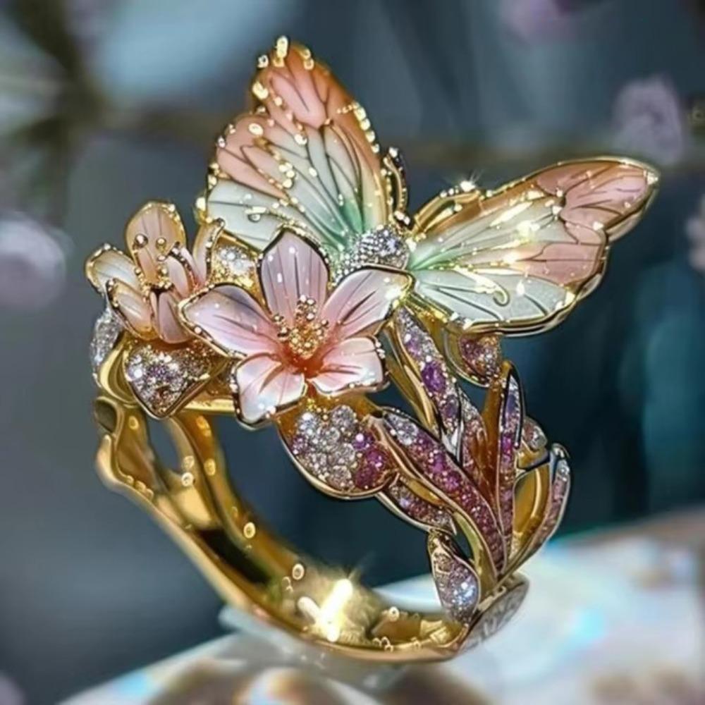 High Quality Jewelry Accessories Butterfly Ring Crafts Non-fading Finger Decorations Gift Open Ring