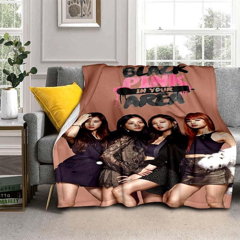 Фланелевое плюшевое современное одеяло Kpop Blackpink Fanart, коллекция фотографий, постер для весеннего фермерского дома