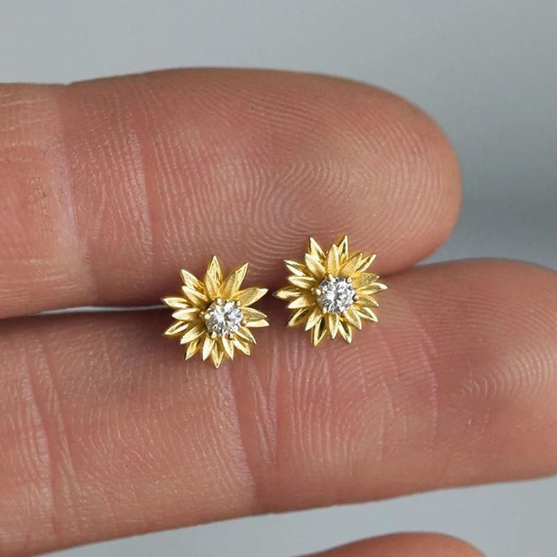 Xiaomi Huitan Fancy Flower Stud Earrings for Women Metal Silver Color/Gold Color Modern Fashion Female Accessories Exquisite Jewelry