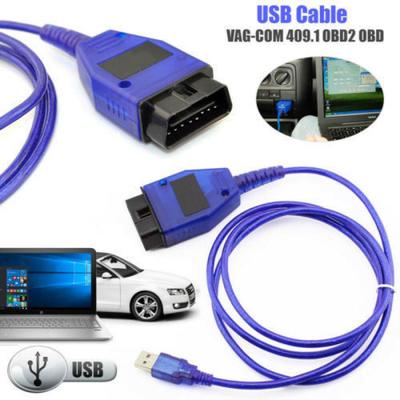 Автомобильный USB Vag-Com интерфейсный кабель KKL VAG-COM 409.1 OBD2 II OBD диагностический сканер автоматический кабель Aux