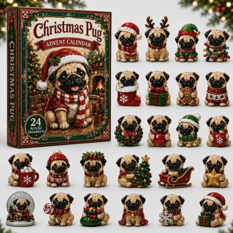 2026 Dog-Themed Christmas Advent Calendar Acrylic Blind Box Gift Kids Adults Decorative Hanging Ornament