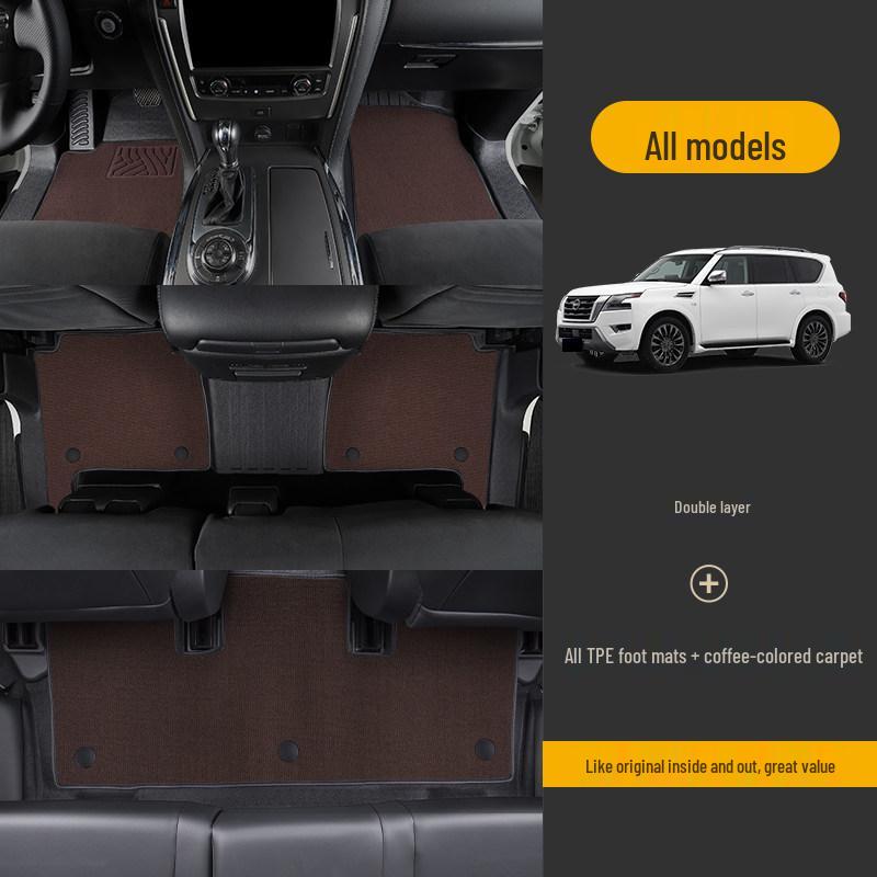 Водонепроницаемые коврики TPE для 7-местного Nissan Patrol Y62 (2010-2022 гг.) Полное покрытие