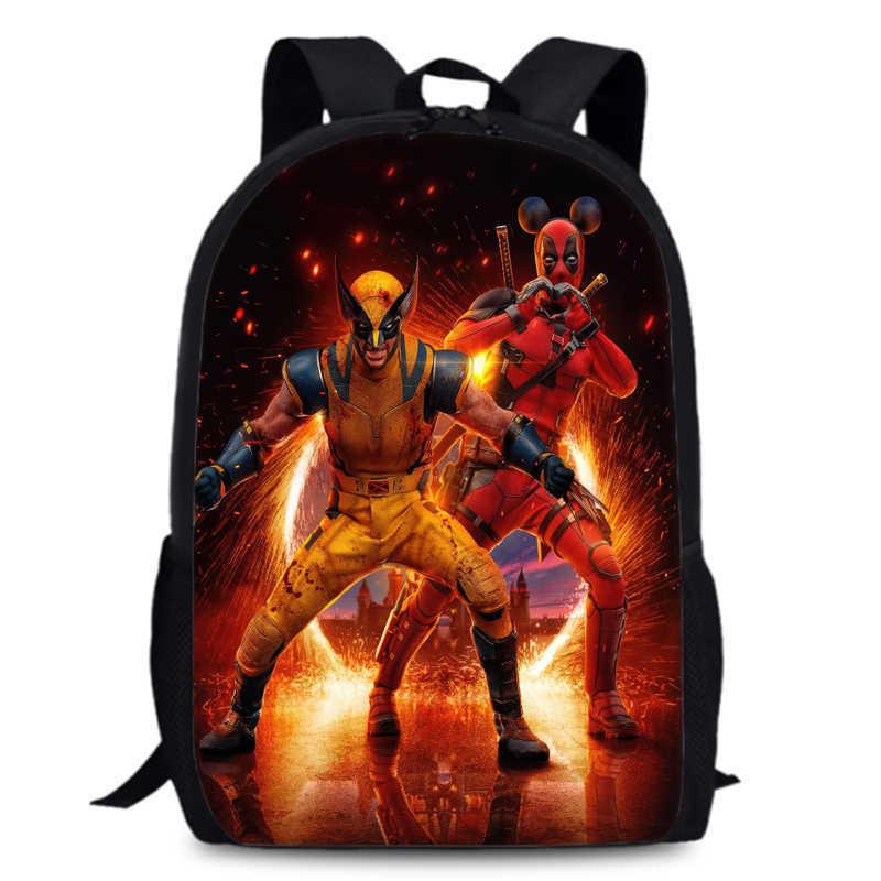 Deadpool Wolverine Backpack 15 Inch Anime Cartoon Schoolbag Lightweight