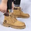 Модные классические мужские высокие ботинки в стиле ретро, мужские ковбойские сапоги из натуральной кожи, зимние модные плюшевые теплые уличные ботинки на шнуровке с нескользящей подошвой