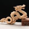 Peach Wood Chinese Dragon Figurine Bring Luck Wealth Carved Natural Wood Zodiac Dragon Mascot Statue Sculpture New Year Feng Shui Ornament