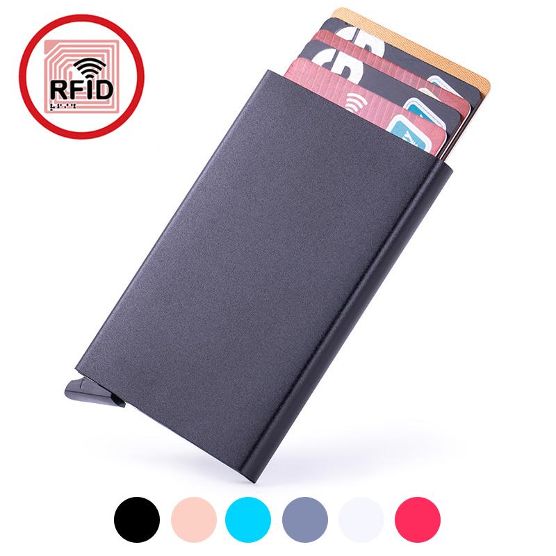 Металлический тонкий держатель для RFID кредитных карт, умный кошелек, кошельки для мужчин и женщин, всплывающий минималистичный маленький черный кошелек, мини-кошельки для мужчин