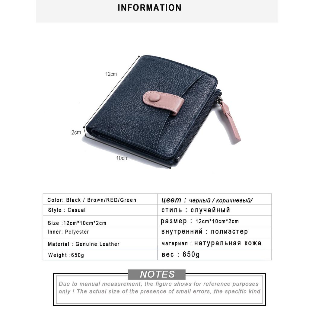 Женский кошелек из натуральной кожи с коротким абзацем, модный новый первый слой из воловьей кожи, сумка для карт, женский маленький кошелек на молнии