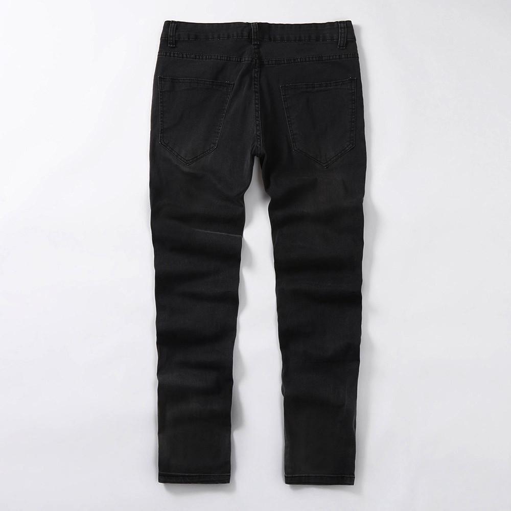 Мужские обтягивающие джинсы из эластичного денима Рваные брюки слим Freyed Slim Fit Jeans