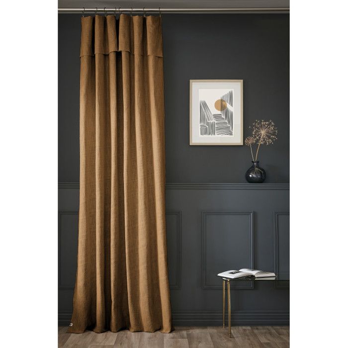 Rideau ajustable + 8 anneaux pince "Sixtine" 140 x 270 cm l'Effet Papillon - Sixtine Camel - 1 Panneau ajustable 140 x 270 cm