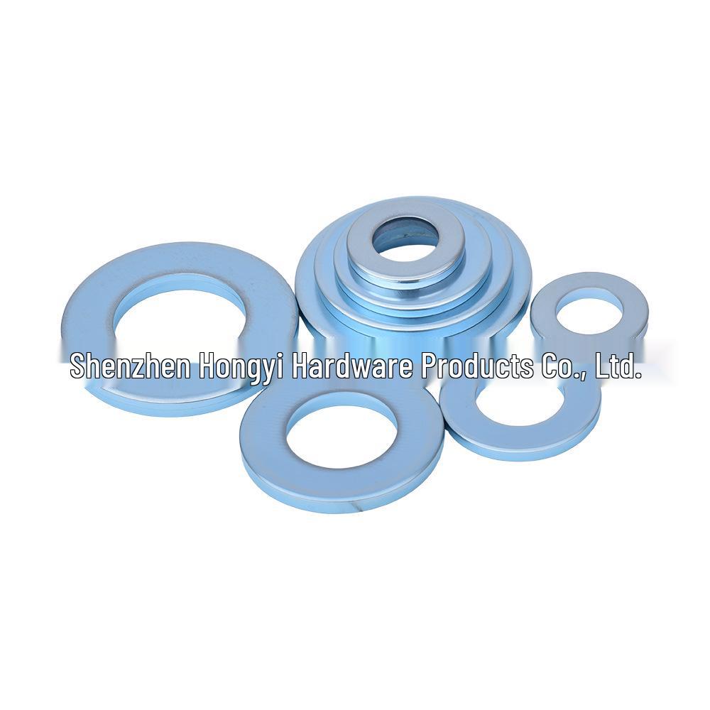 ANSI/ASME B18.22.1 SAE Narrow Flat Washer, Blue-White Zinc, US Size #8, #10, 3/16", 1".