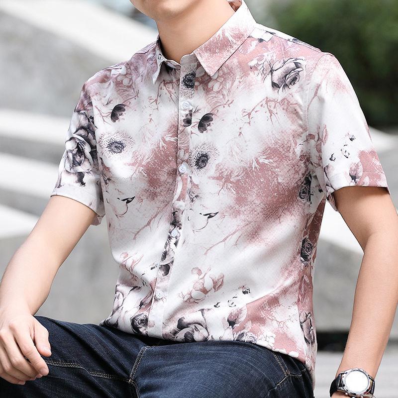 Мужская рубашка с короткими рукавами, новая летняя повседневная рубашка в клетку, тонкая трендовая красивая рубашка с карманами