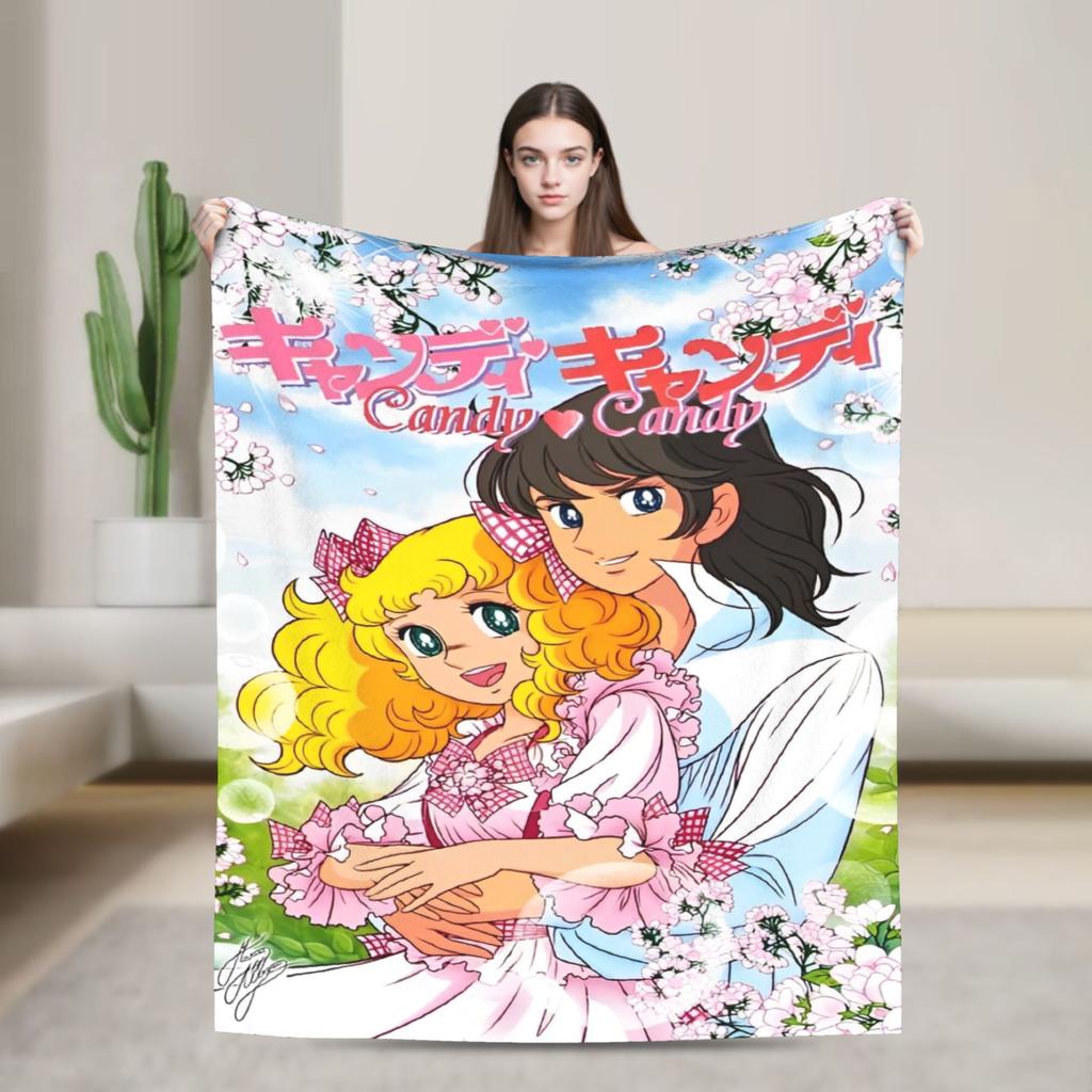 Candy Candy Anime Cartoon Fuzzy Blanket  Awesome Throw Blankets for Home 150*125cm Bedspread