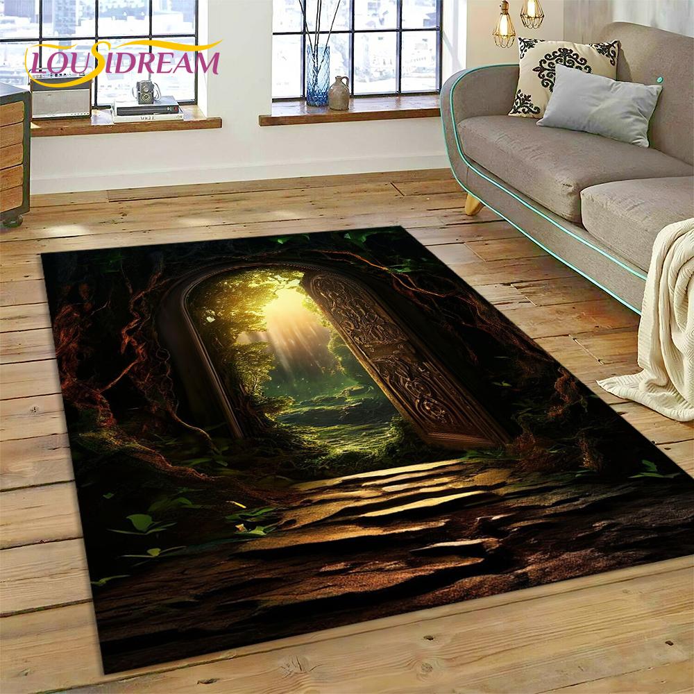 3D Ковер-иллюзия Ворота Храма Бога для Гостиной, Спальни, Дома, Декор Дивана, Ковер для Игровой Зоны Детей, Нескользящий Коврик