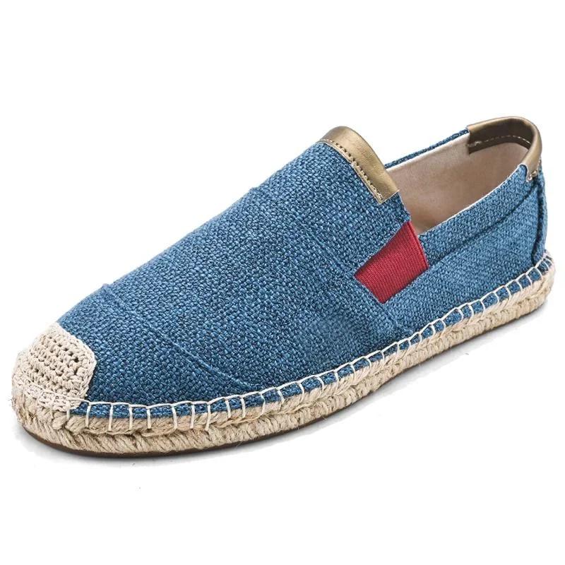 Мужские эспадрильи, мужская дышащая парусиновая повседневная обувь, мужские мокасины, мужская плетеная соломенная обувь ручной работы, мужские кроссовки для ходьбы