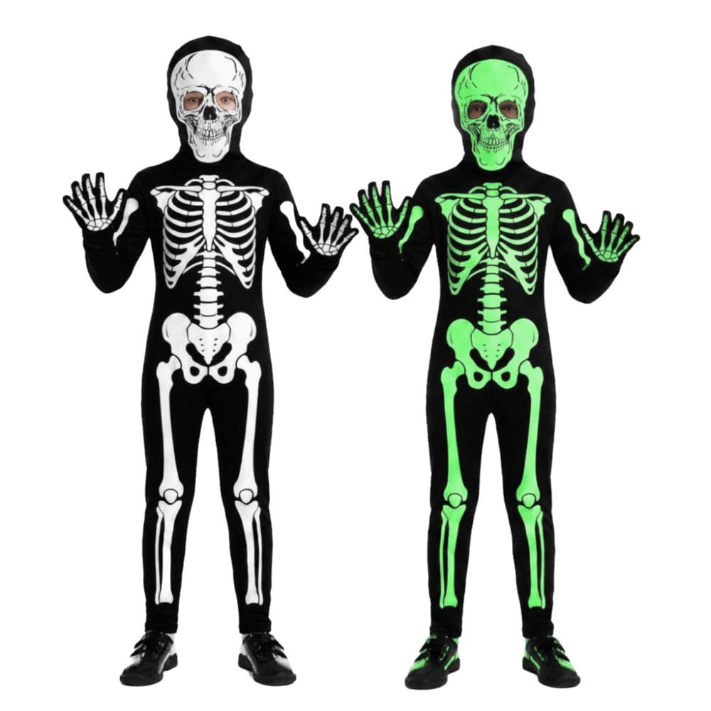 Luminous Cosplay Skeleton Suit Fabric Luminous Kids Dress Grim Reaper Costume Stage Performance