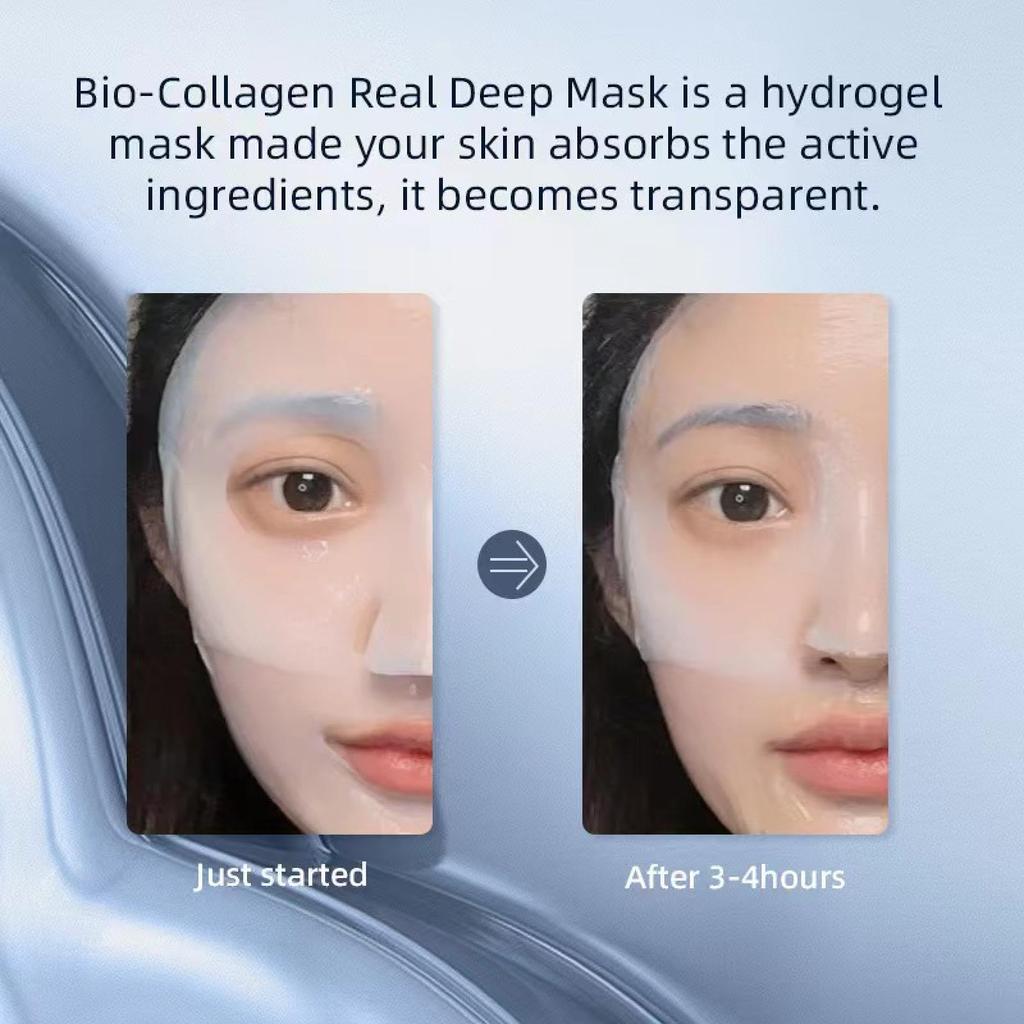 Био Коллаген Реально Глубокая Маска таблетки на Гидрогелевой Маске Высокоувлажняющая Упругая и Блестящая Уход за Порами Сухая и Чувствительная Кожа Косметика Коллагеновая Маска