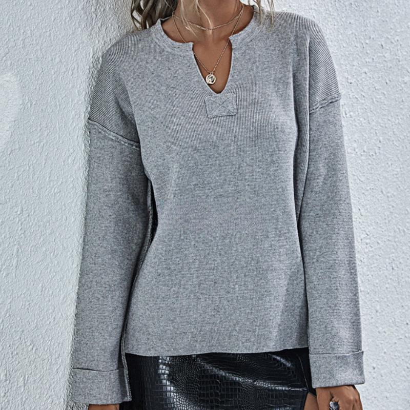 IHUASU Женский осенне-зимний однотонный свитер большого размера с V-образным вырезом