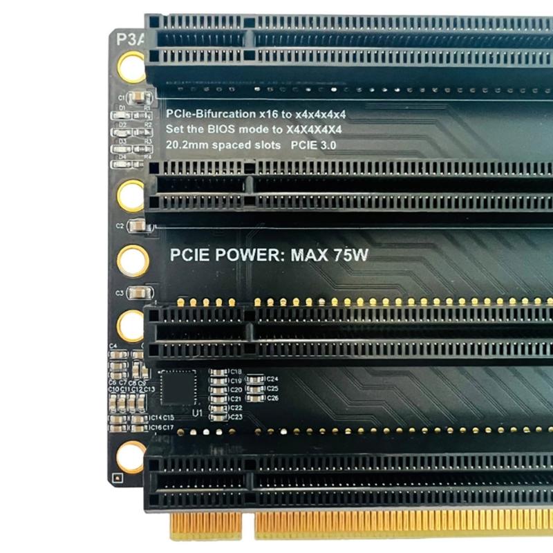 PCIe-Bifurcation x16 to x4x4x4x4 Плата расширения PCIE3.0 x16 1 to 4 Gen3 Адаптерная карта A Порт питания Раздельная карта ПК