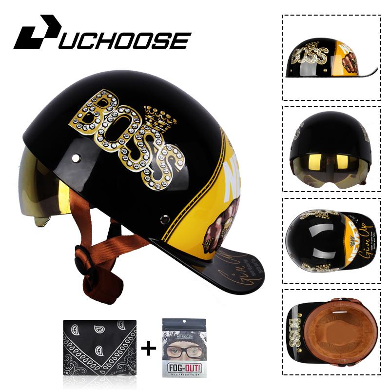 Uchoose бейсбольная кепка, мотоциклетный винтажный ретро-шлем, летние шлемы с открытым лицом, скутер, круизер, чоппер, гангстер, DS, для мужчин, женщин, детей