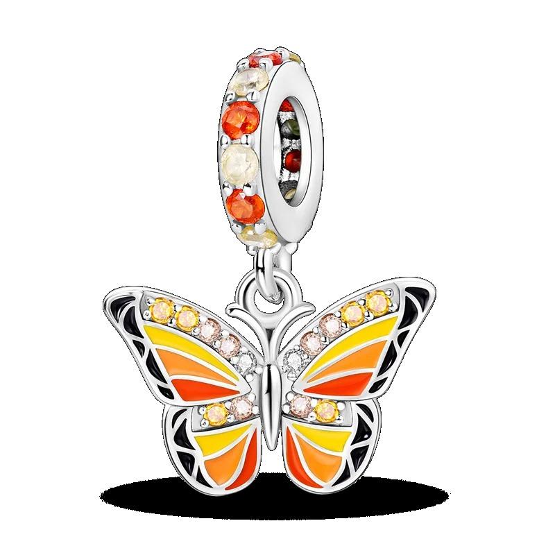 925 Sterling Silver Spring New Animal Beads Fit for Original Bracelet Jewelry Making Butterfly Firefly Chameleon Charms