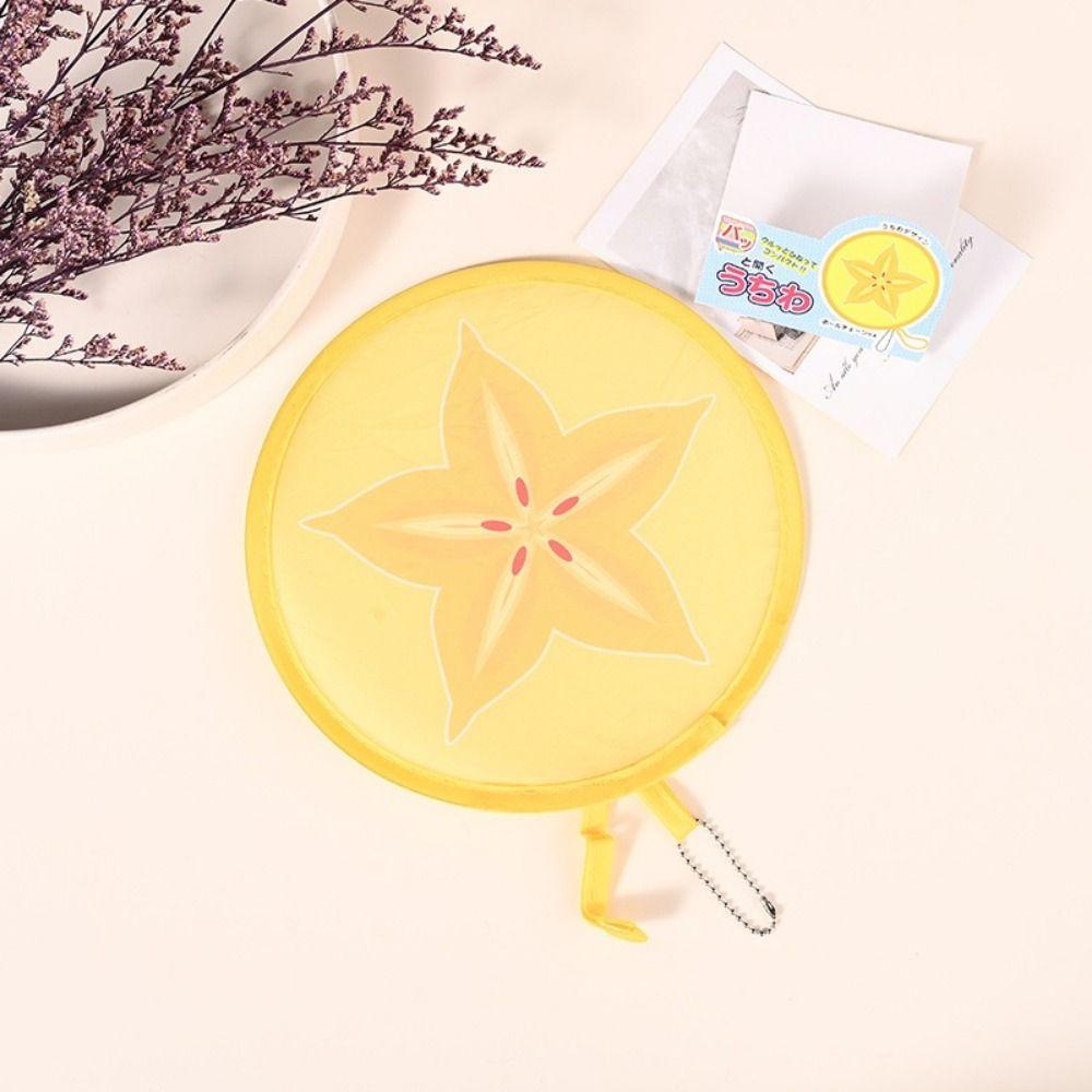 Round Shape Handheld Folding Fan Polyester Cooling Fans Lightweight Foldable Hand Fans Summer