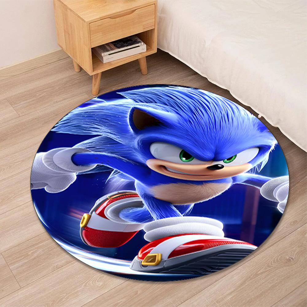 Sonic Printed Round Rug Carpet Chair Rug Area Rug Entryway Doormats,for Office Chair Living Room Bedroom Kitchen Room.