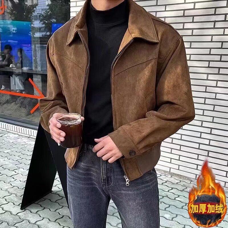 Maillard Wears American Retro Brown Coffee Suede Jacket Мужская винтажная короткая летная куртка весна-осень