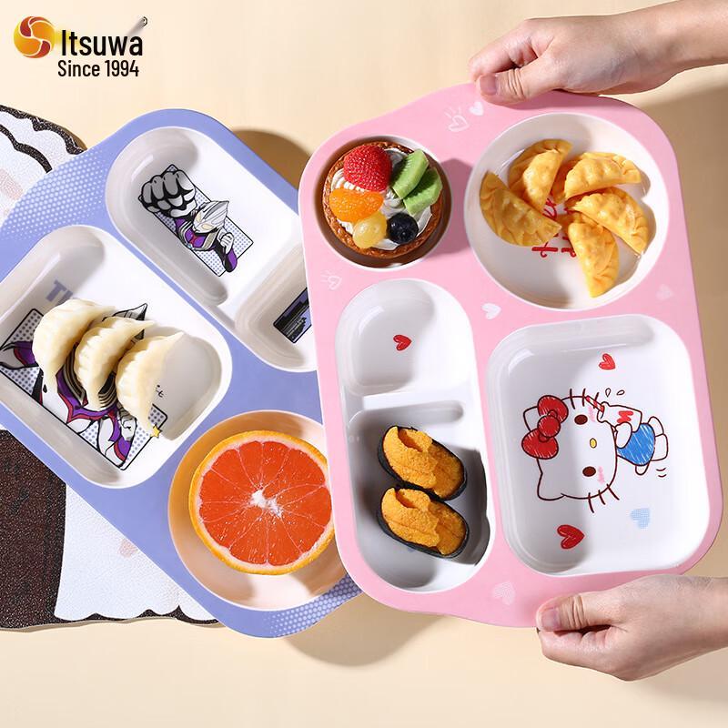 Детские меламиновые тарелки с разделителями Hello Kitty - 3 штуки