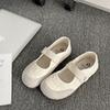Retro white French ballet style flat bottom shallow mouth single shoes women's summer 2025 new inner height increase versatile Mary Jane shoes