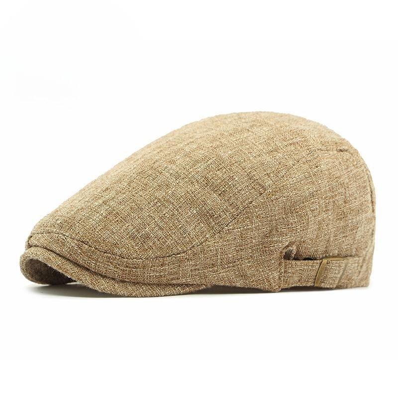 Vintage Cotton Linen Beret Hat Men Women British Retro Flat Cap Breathable Summer Duckbill Cap Simple Newsboy Hat Unisex