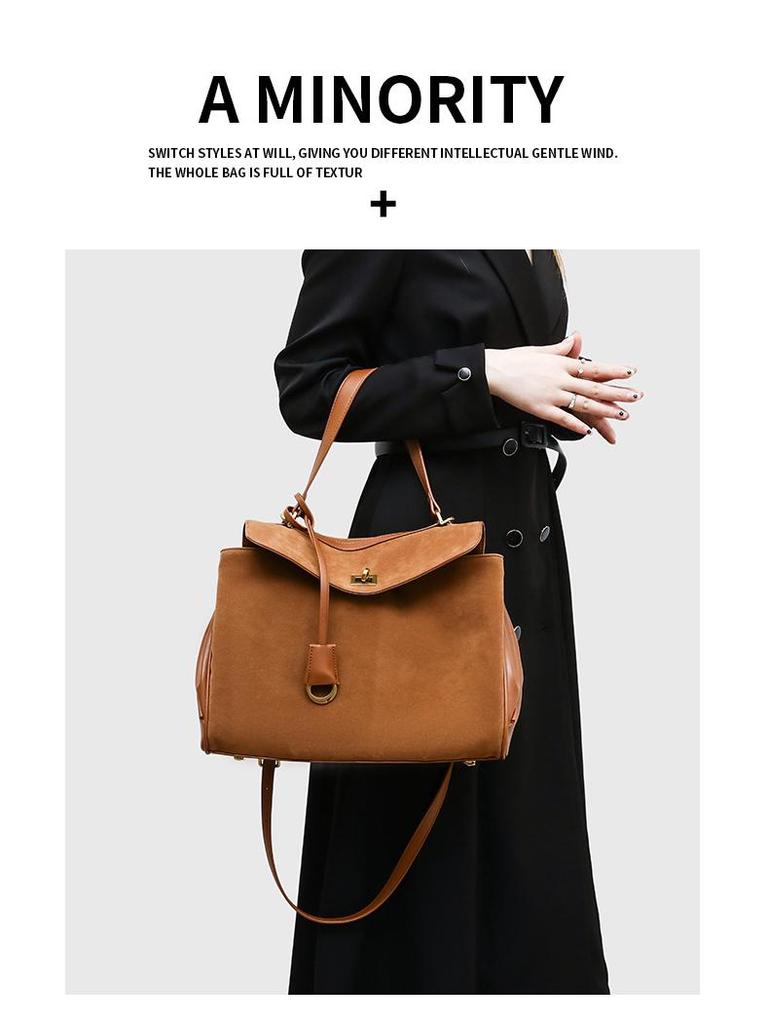 Зимняя замшевая женская сумка-кроссбоди в стиле ретро с цветными блоками - Большая вместимость и универсальная мода