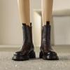 Krazing Pot Осенне-зимняя обувь из коровьей кожи с круглым носком на платформе, большие размеры, базовая одежда, ботинки челси без шнуровки на толстом среднем каблуке, женские ботильоны