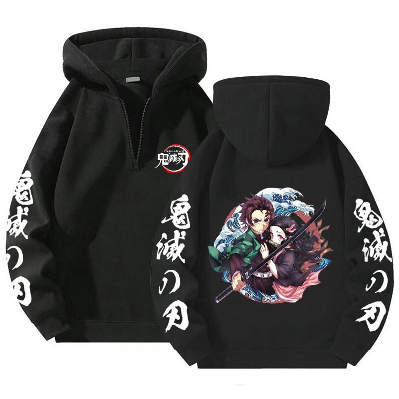 Unisex Anime Hoodie With Zipper Front Loose Fit Long Sleeve Sweatshirt Fall Casual Wear