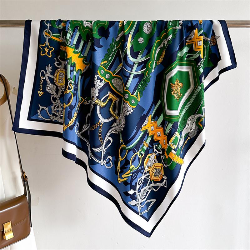 Роскошный бренд 90*90 см универсальный шелковый шарф женский шаль принт мягкий палантин квадратная бандана платок кашне хиджаб накидка