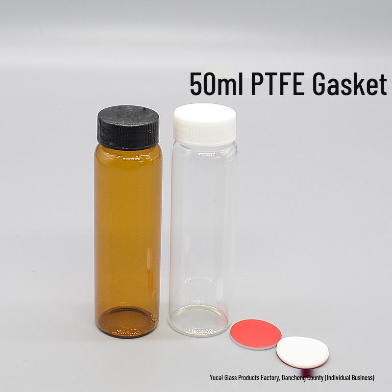 50 мл прозрачная коричневая стеклянная бутылка для реактивов с PTFE-прокладкой