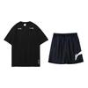 Li Ning Красочный принт с логотипом в виде букв Модная универсальная футболка с круглым вырезом и коротким рукавом Повседневный спортивный комплект Унисекс Топы YHSU189-1+YKSV197-2