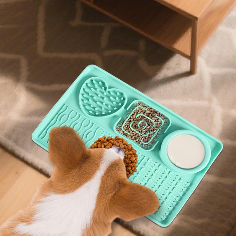 6 в 1 Силиконовые подставки для облизывания для домашних животных, нескользящий коврик для корма для собак, миска-медленница, интерактивная игрушка-головоломка для снятия скуки, улучшение сенсорных ощущений